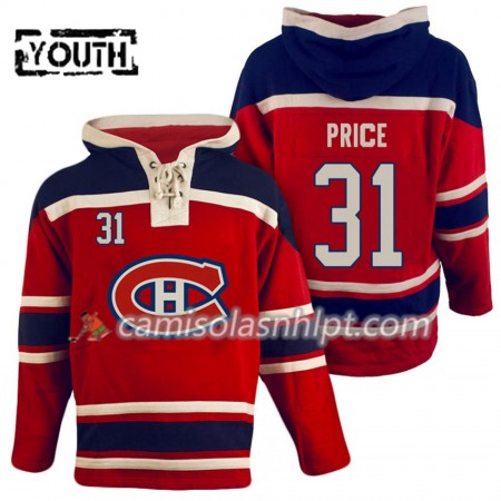 Camisola Montreal Canadiens Carey Price 31 Vermelho Sawyer Hoodie - Criança